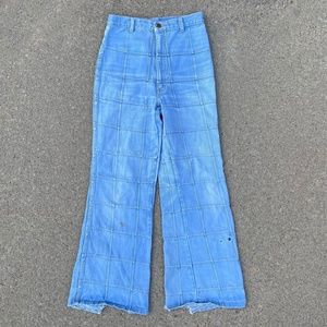 Vintage 1970's Brittania Pentimento Windowpane Bell Bottoms Flares